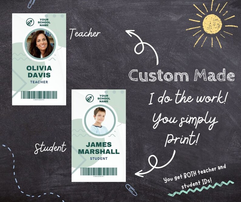 Lesson Id Card Custom Made Digital Homeschool ID Card Teacher & Student - Etsy