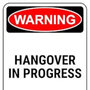 Warning hangover! Custom sign, Street sign, 10x7 sign, Blank sign, Custom street sign, Family sign, City sign, Decorative sign