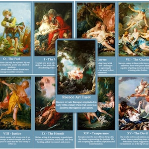 Rococo art tarot deck. Late Baroque tarot. Boucher and Fragonard art