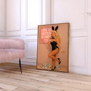 Bunny Collection | Wall Decor | Pink Wall Prints | Dorm Wall Art| Blonde Wall Art