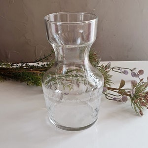 Pitcher, glass carafe with screen-printed patterns, vintage French. Night service 50s