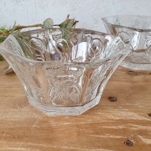 6 octagonal glass fruit bowls or dishes, bowls, ramekins, serving dishes, vintage French