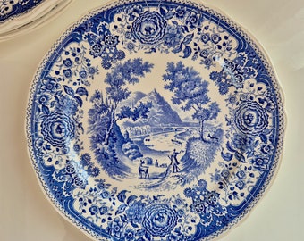 ビレロイ＆ボッホ ブルゲンラントの青と白の皿、ヴィンテージ