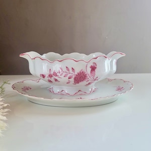 Haviland gravy boat by Théodore Limoges, France, vintage floral decoration