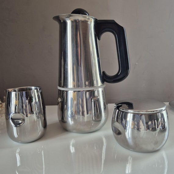 AMC Art Design Stainless Steel Coffee Set, 6 Espresso Cups, 1