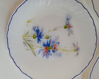 ARCOPAL 4 Assiette creuse soupe France motif fleurs Orange