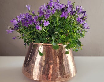 Plant pot, vintage French hand-hammered copper pot