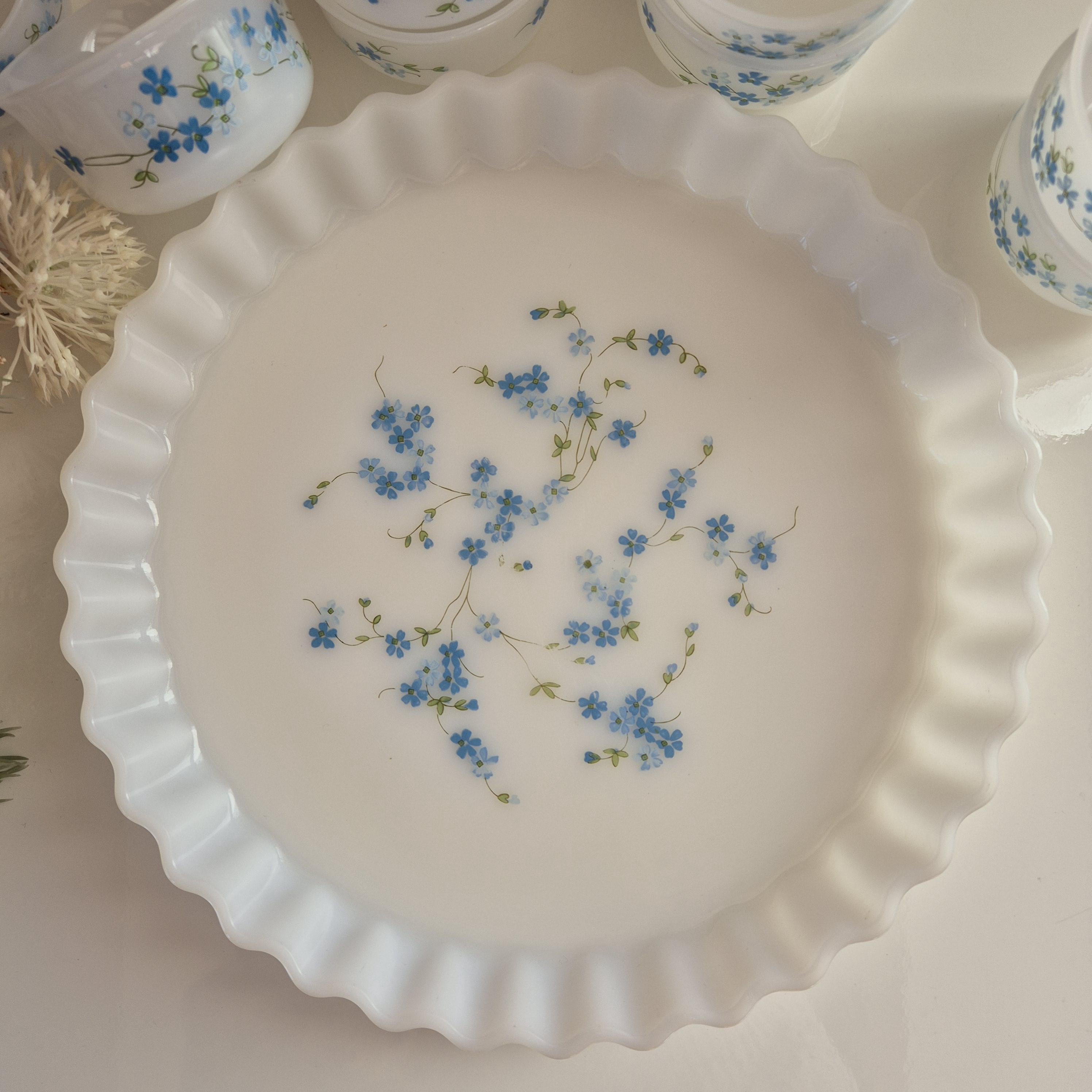 Vintage Arcopal Français Grand plat Rond Plat modèle Myosotis