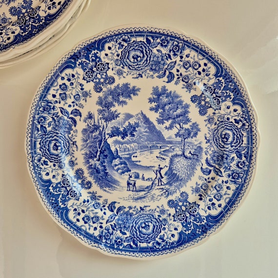 ビレロイ＆ボッホ ブルゲンラントの青と白の皿、ヴィンテージ