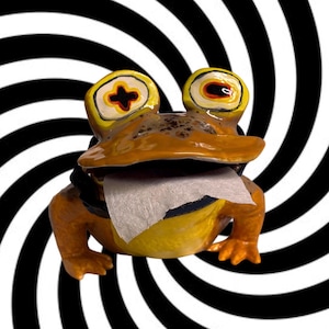 fläkttillverkad hypnotisk padda Kleenex/TP-dispenser