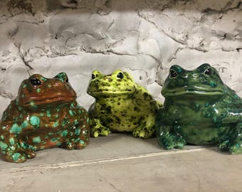 その他 FROG STYLE/POTTERY BANK 2 CUSTOM Painted Ceramic Arnel Toad (piggy) Bank SMALL - Etsy