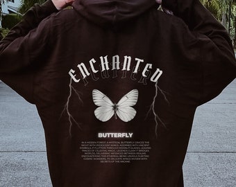 Sudadera con capucha de mariposa aleteo encantada, Fairy Core, ropa Fairycore Cottagecore, Whimsigoth, sudadera de gran tamaño Y2k, estética Fairy-core