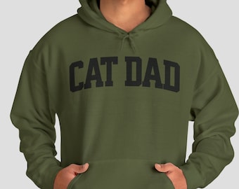 Cat Dad Hoodie, Varsity Cat Lover Sweatshirt for Men, Fur Fathers Day Gift, Birthday Gift for Cat Dad, New Cat Owner Hooded Sweater for Him