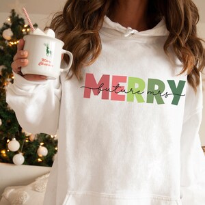 Merry Future Mr and Merry Future Mrs Matching Sweatshirts, Cozy Christmas Engaged Couple Matching Hoodies, Fiance Christmas Pajama Sweaters