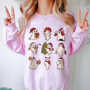 Retro Christmas Spirits Ghost Sweatshirt, Vintage 90&#39;s Crewneck, Funny Christmas Shirt, Groovy Ghost Sweater, Classic Making Spirits Bright