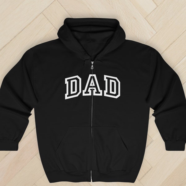 Dad Sweatshirt, Collegiate Dad Full Zip Up Hoodie, Dad Baby Announcement, First Fathers Day Gift, Baby Shower Gift for New Dad, Varsity Dad