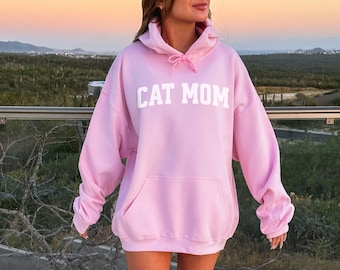 Cat Mom Hoodie, Varsity Cat Mom, Pet Lover Sweatshirt for Her, Cat Mama Hoodie, Mothers Day Gift Cat, Gift for Cat Lover, New Cat Owner Gift