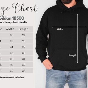 Unisex Full Zip Up Hoodie Gildan 18600 Size Chart.  Fits true to size for a classic fit.  Size up 2 for an oversized fit.  Available in sizes S, M, L, XL, 2XL, 3XL, 4XL, 5XL.