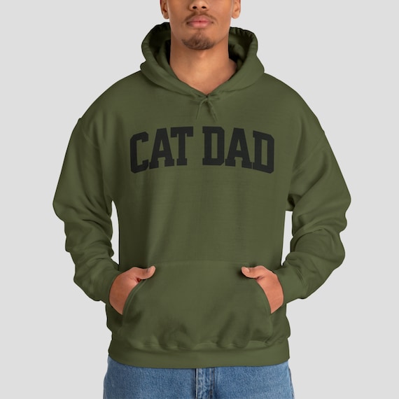 Cat Dad Hoodie, Varsity Cat Lover Sweatshirt for Men, Fur Fathers Day Gift, Birthday Gift for Cat Dad, New Cat Owner Hooded Sweater for Him