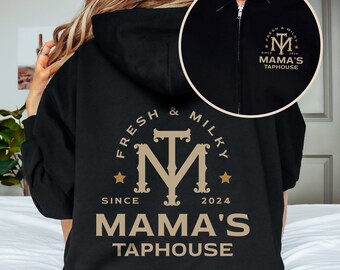 Felpa con cappuccio Breastfeeding Brewery, felpa con cappuccio con cerniera Mama's Taphouse, maglione con cerniera adatto all'allattamento, Mama Brewing Co, regalo per la festa della mamma per le neomamme