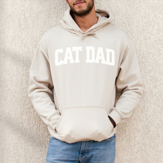 Cat Dad Hoodie, Varsity Cat Lover Sweatshirt for Men, Fur Fathers Day Gift, Birthday Gift for Cat Dad, New Cat Owner Hooded Sweater for Him