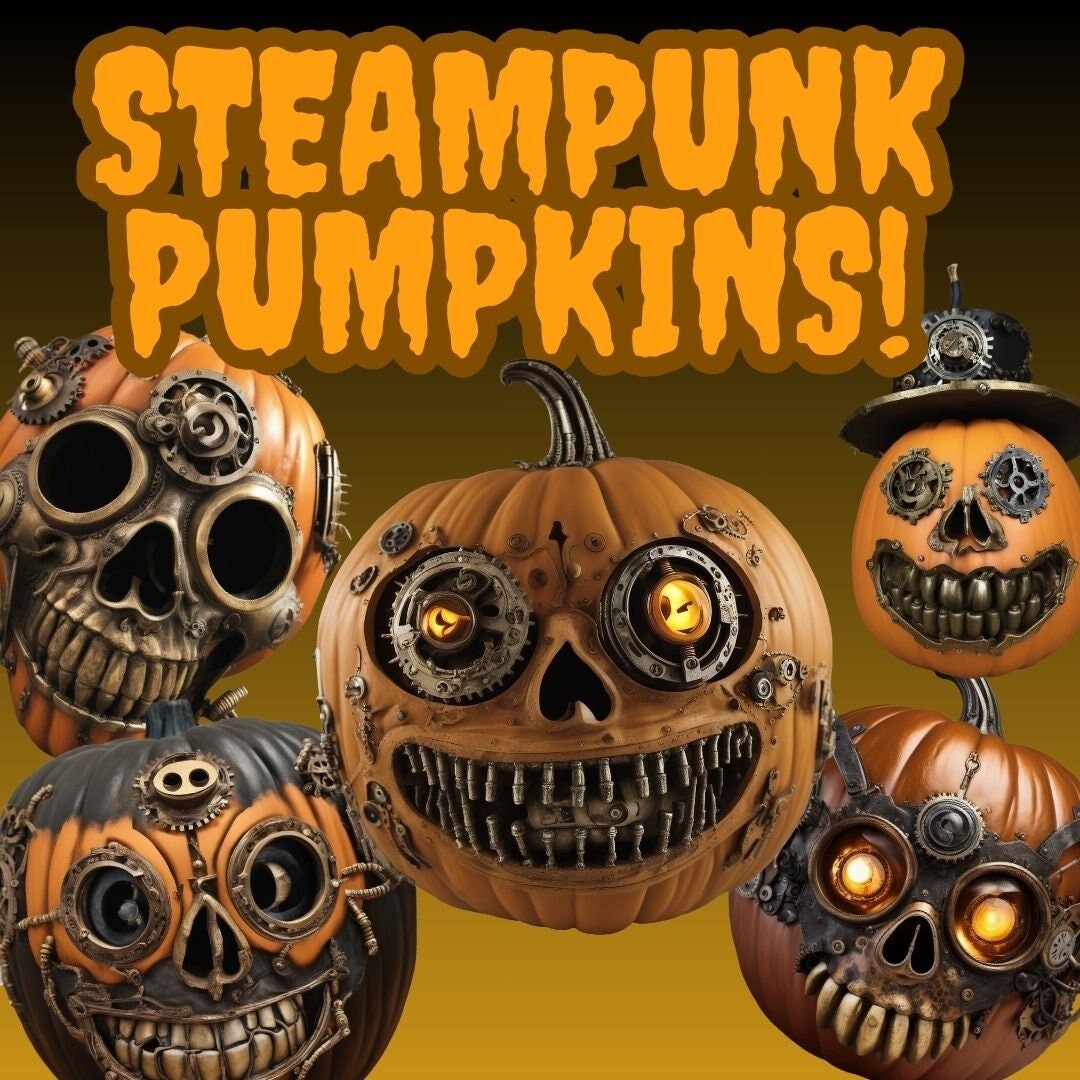 Steampunk Halloween Pumpkin Digital Art Bundle Part 2 - Instant ...