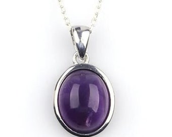 Amethyst Natural Stone 925 Sterling Silver Necklace