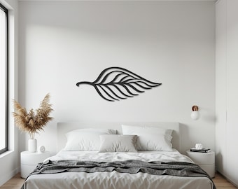 Leaf Metal Wall Art, Minimalist Botanical Metal Wall Decor, Modern Nature Inspired Steel Wall Hanging, Unique Gift for Housewarming