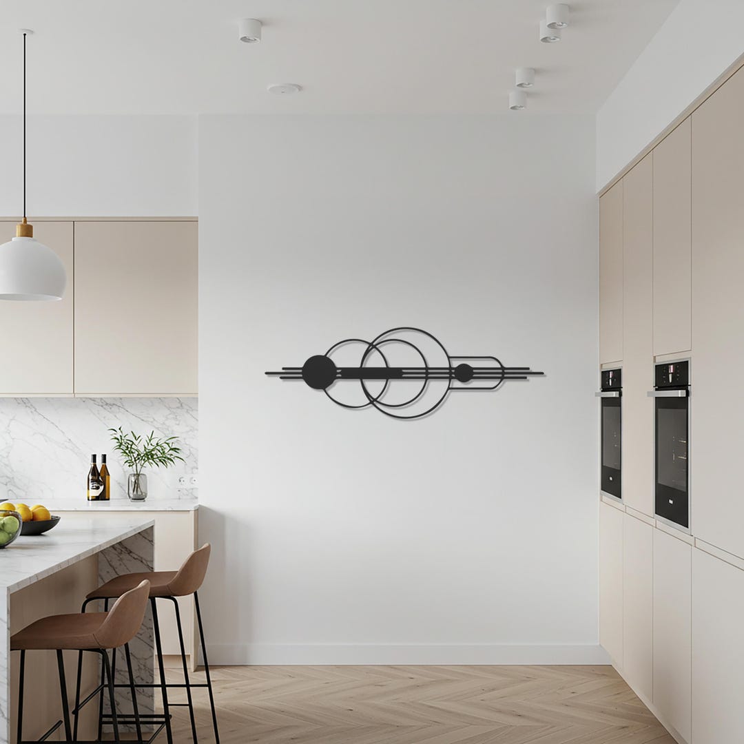 Geometric Circle Metal Wall Art, Modern Black Wall Sculpture ...