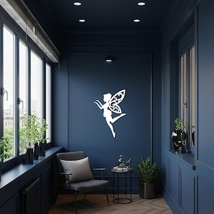 Flying Fairy Metal Wall Art, Whimsical Iron Decor For Bedroom Or Nursery, Black Silhouette Fantasy Home Accent, Housewarming Gift