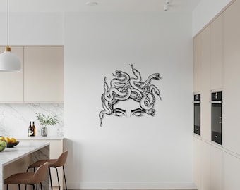Medusa Metal Wall Art – Mythology Inspired Wall Decor, Greek Goddess Sculpture, Statement Metal Artwork for Bedroom, Lounge or Gift Idea