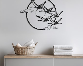 Geese Flying Wall Art, Modern Metal Bird Wall Decor, Nature Inspired Home Accent, Metal Goose Wall Sculpture, Geese Wall Hanging, Wall Art