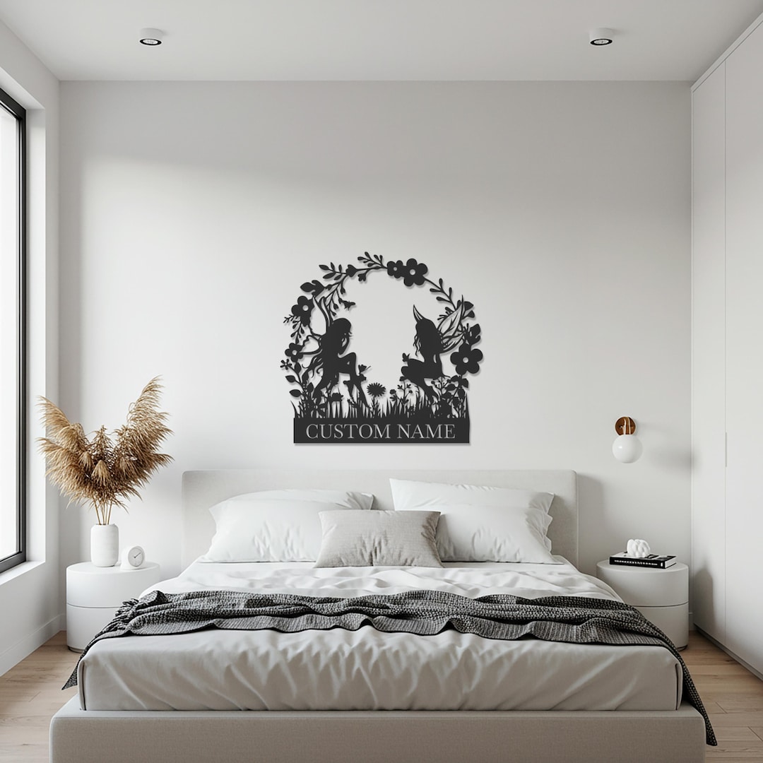 Personalized Fairy Metal Wall Art, Custom Name Kids Room Decor ...