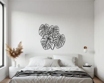 Monsterablad metalen muurkunst, tropische plant staal decor, botanische muur hangen, op de natuur geïnspireerd cadeau voor plantenliefhebbers en woondecoratie