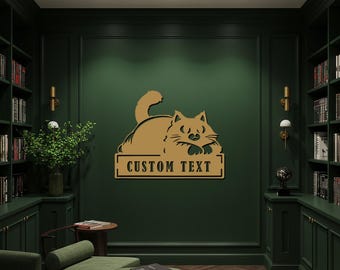Custom Cat Metal Sign, Personalized Pet Name Wall Art, Cat Lover Gift, Metal Cat Decor, Custom Name Plate Sign, Home Pet Wall Decoration