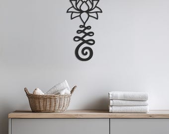 Lotus Blume mit Om-Symbol Metall Wandkunst, Yoga Meditation Dekor, spiritueller Zen Akzent, Achtsamkeit Geschenk für Yoga Liebhaber, Wandkunst