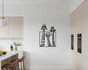 Giraffe Metall Wandkunst, Safari Tier Dekor, lustige Giraffe Silhouette, moderne Metall Kunstwerk, einzigartiger Safari Wandakzent für Zuhause