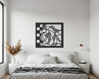 Horse Metal Wall Art, Abstract Horse Silhouette Steel Decor, Modern Equestrian Wall Accent, Unique Gift for Horse Lovers and Ranch Homes