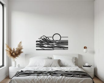 Ocean Wave Metal Wall Art, minimalistisch stalen wanddecoratie aan de kust, modern nautisch geïnspireerde handgemaakte kunstwerken voor strandhuis of cadeau