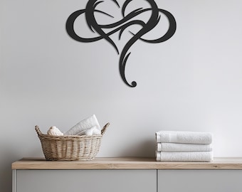 Modern Abstract Heart Metal Wall Art, Romantic Decorative Accent for Bedroom,Living Room or Entryway,Personalized Love Gift Option, Wall Art