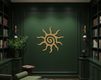 Zon spiraal metalen muur kunst, geometrisch zonne-muur decor, rond Boho Iron Sunburst teken, moderne keuken of balkon accent, housewarming cadeau