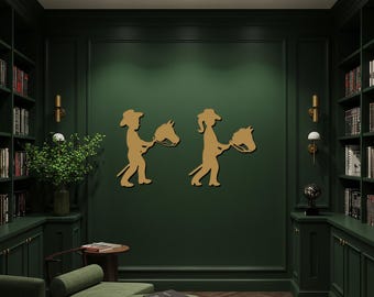 Cowboy Kids Metal Wall Art, Western Horse Toy Silhouette Decor, Rustic Farmhouse Wall Accent, Rodeo-Inspired Country Home Decoration