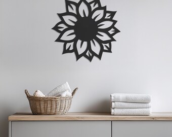 Sunflower Metal Wall Art, Modern Floral Wall Decor,Modern Nature Inspired Metal Flower Wall Hanging, Boho Chic Bedroom or Living Room Accent
