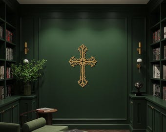 Arte de pared con cruz, arte de pared de metal, decoración de pared cristiana, regalo religioso, letrero de cruz de metal, decoración inspiradora, regalo de fe, regalo de iglesia