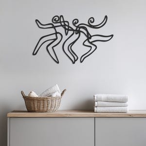 Abstract Dancing Figures Metal Wall Art, Modern Dance Line Art Sculpture, Contemporary Wall Decor for Living Room, For Bedroom, Wall Decor