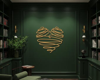 Abstracte hart metalen muurkunst, moderne liefdessculptuur, minimalistisch romantisch muurdecor, hedendaagse huisdecoratie voor slaapkamer en woonkamer
