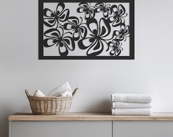 Metal Flower Wall Art, Modern Floral Wall Decor, Abstract Metal Wall Hanging, Nature Inspired Metal Panel,Modern Living Room Wall Decoration