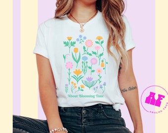 About Blooming Time! Pastel Floral Beauty. Trendy Graphic Tee, Soft Premium Unisex Goodness.