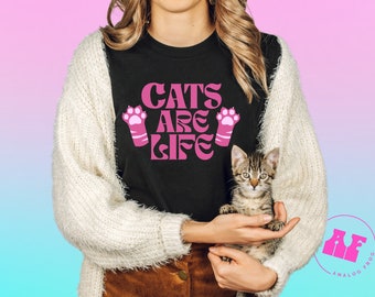 Cats Are Life! Trendy Graphic Tee, Soft Premium Unisex Goodness.