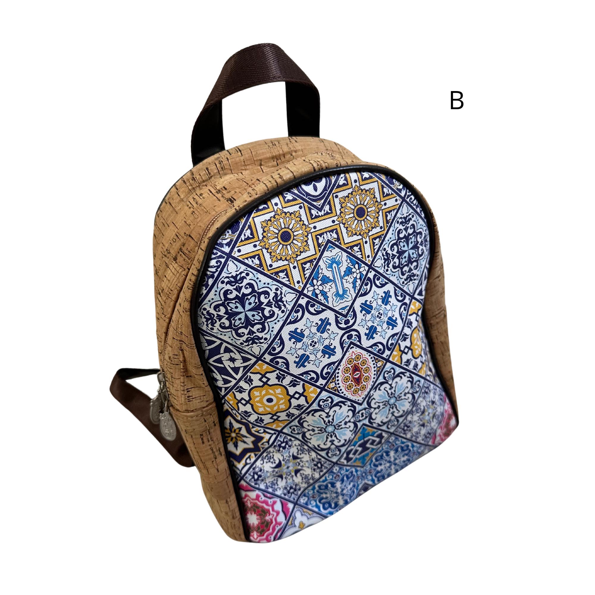Cork Backpack With Traditional Portuguese Tile Pattern 